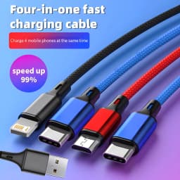 4 In 1 Micro USB Type C Fast Charging Cable 3A Quick Charge Phone Data Line Cord For Iphone 15 14 Xiaomi Huawei USB C