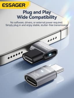 Essager USB4.0 40Gbps OTG Converter 240W Power Delivery Right Angle USB C Data Transfer Adapter For Phone Macbook Tablet 8K60Hz