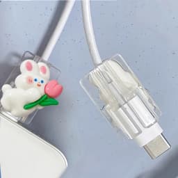 Korea Cute 3D Flowers Rabbit Change Charger Protector Cover Charger Line Protectors Organizer Winder Protector Cover Accessories