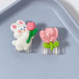 Korea Cute 3D Flowers Rabbit Change Charger Protector Cover Charger Line Protectors Organizer Winder Protector Cover Accessories