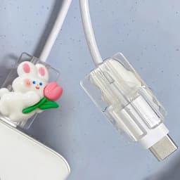 Korea Cute 3D Flowers Rabbit Change Charger Protector Cover Charger Line Protectors Organizer Winder Protector Cover Accessories