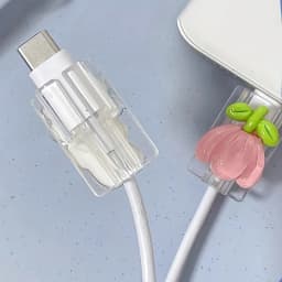 Korea Cute 3D Flowers Rabbit Change Charger Protector Cover Charger Line Protectors Organizer Winder Protector Cover Accessories