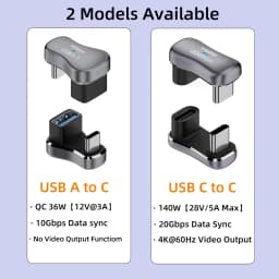 180 Degree Angle USB C Adapter Type C Male to Female 20Gbps PD 140W Fast Charging Converter Adapter for Steam Deck Accessories