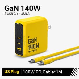 AOHI Youth 140W GaN Charger PD3.1 3-Port Type C Quick Charge For Macbook Pro Laptop USB Fast Charger For iPhone 16 Xiaomi Tablet
