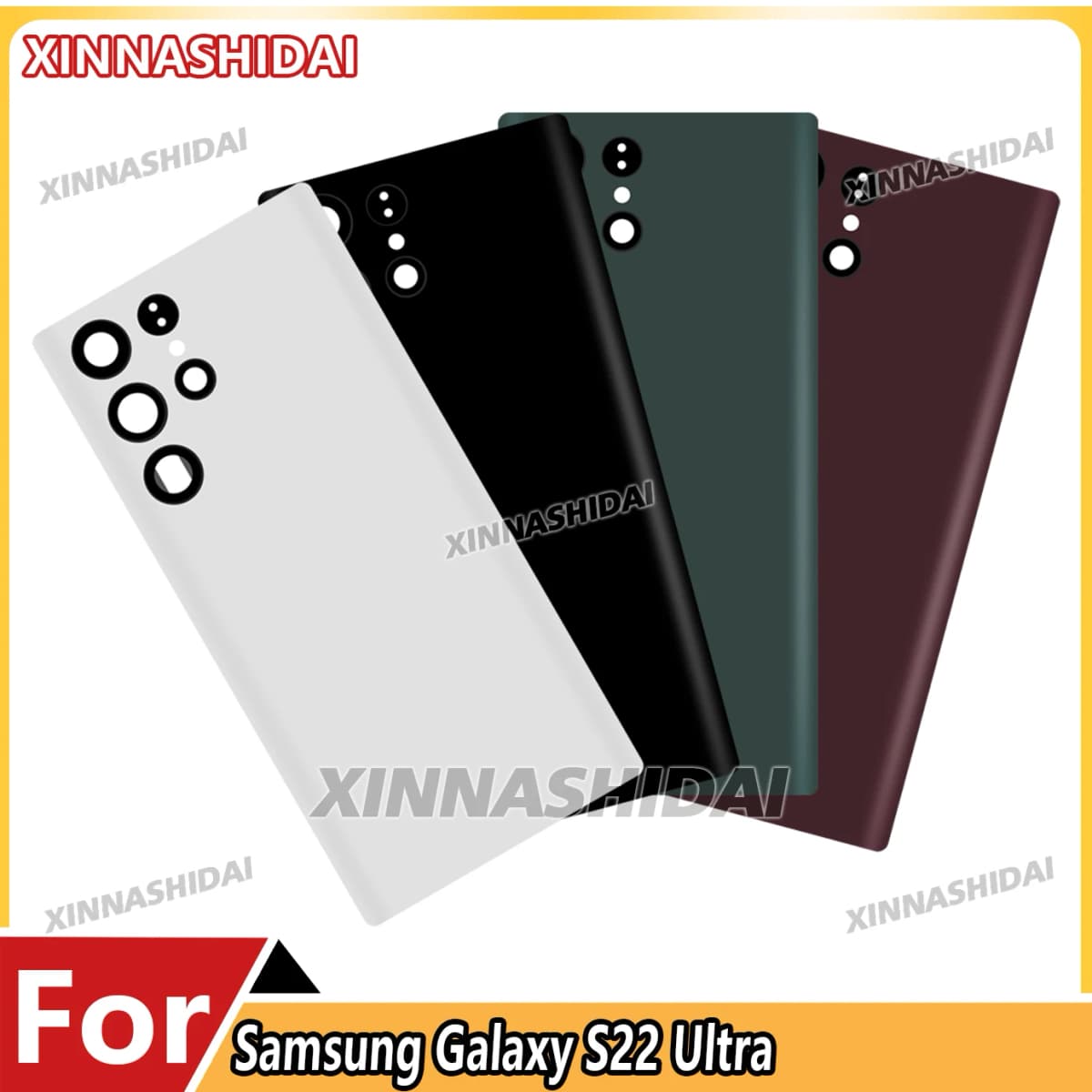 100% New Quality Back Battery Cover with Camera Lens - Rear Panel Housing Case for Samsung S22 Ultra S908B Replacement Parts