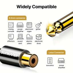 SUNKANDI RCA to 1/4 inch Audio Adapter, 6.35mm Mono Plug Male to RCA Female Connectors for Guitar, Amplifiers, Speakers