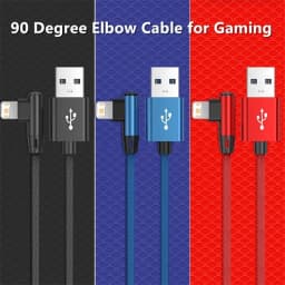 Right Angle Fast Charging USB Cable For iPhone 11 12 13 Pro XS Max X XR 6 6S 7 8 14 Plus Braided Wire Elbow Data Cable 1m 2m 3m