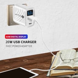 PD 20W Charger USB Type C Fast Charging Digital Display Phone Charge Adapter For iPhone Samsung Xiaomi Quick Charge Wall Charger