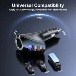 QOOVI 150W 4-Ports Car Charger USB Type C Super Fast Charging PD 4.0 Cigarette Lighter Socket For iPhone Xiaomi Samsung Huawei