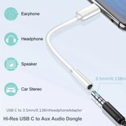 USB Type-C to 3.5mm Headphone Adapter, Universal Digital Chip USB C to Aux Cable for IPhone 15 16 Samsung Galaxy S22 S21 S20