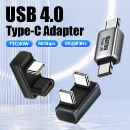 U Shape PD240W USB C Adapter 8K@60Hz 80Gbps 180 Degree USB C Female to Male Adapter Connector for Thunderbolt 4/3 Switch Laptop