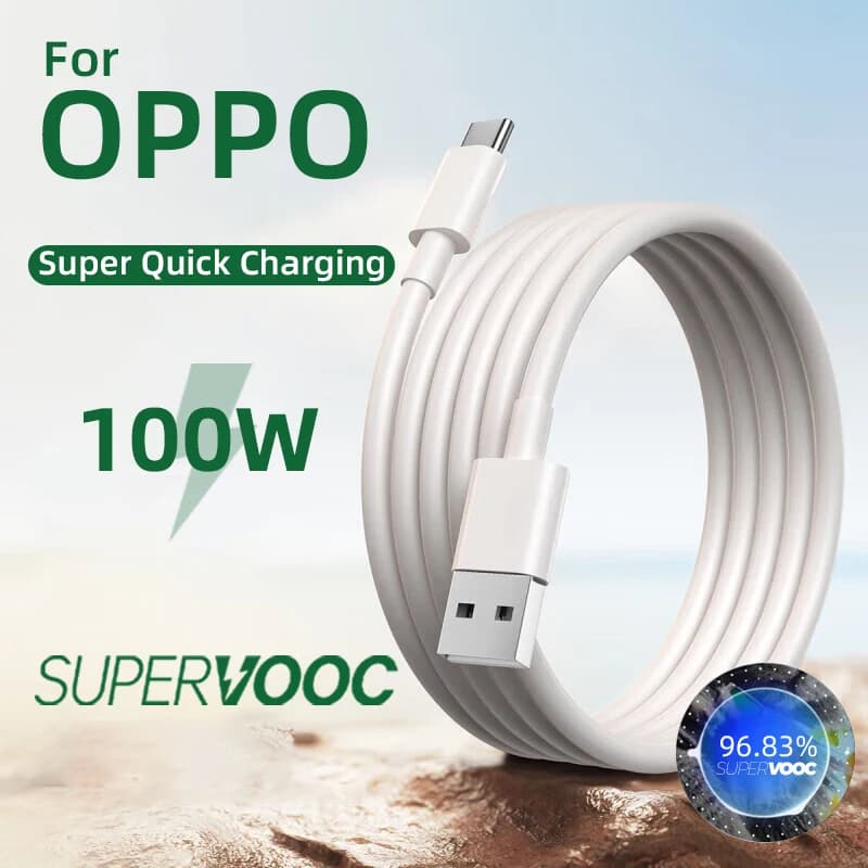 For OPPO 100W Type C Fast Charging Cable USB A To C Wire Phone Data Cord Supervooc For Reno 8 7 5g 5 Pro 6 Lite 4 Find X6 X5 Pro