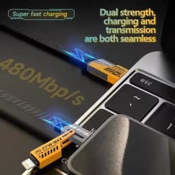 65W 4-in-1 Fast Charging PD QC Mecha Cable USB C Multi-Port Quick Charge Wire For Android iPhone XS 11 12 13 14 15 16 17 Pro Max