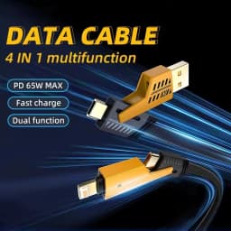 65W 4-in-1 Fast Charging PD QC Mecha Cable USB C Multi-Port Quick Charge Wire For Android iPhone XS 11 12 13 14 15 16 17 Pro Max