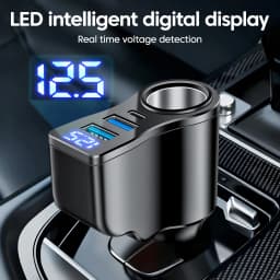 3.1A Digital Car Charger Dual USB 5V/3.1A + Type-C PD5v/3A + 90wCar Plug Fast Charging Phone Adapter For Cellphones Quick Charge