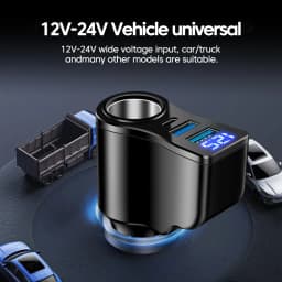 3.1A Digital Car Charger Dual USB 5V/3.1A + Type-C PD5v/3A + 90wCar Plug Fast Charging Phone Adapter For Cellphones Quick Charge