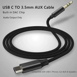 USB C to 3.5mm AUX Audio Cable with Built-in DAC, Type-C to AUX Jack Adapter, Audio Output for USB-C Phones, Car AUX,Speakers