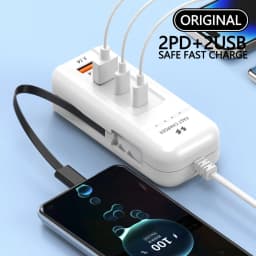 66W USB Type C 4 Ports Fast Charging Power Socket PD USB Chargers Hub Adapter EU/US/UK Plug Extension Type C Cable Socket Outlet