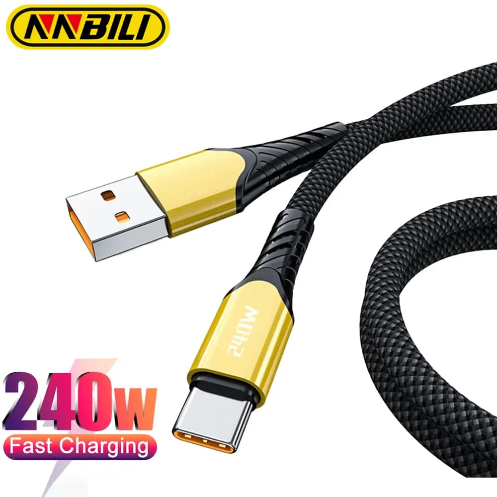 NNBILI Nylon Braided Type C Charger Cables 240W Fast Charging High-speed Data Transfer Data Wire for Android Samsung Xiaomi 