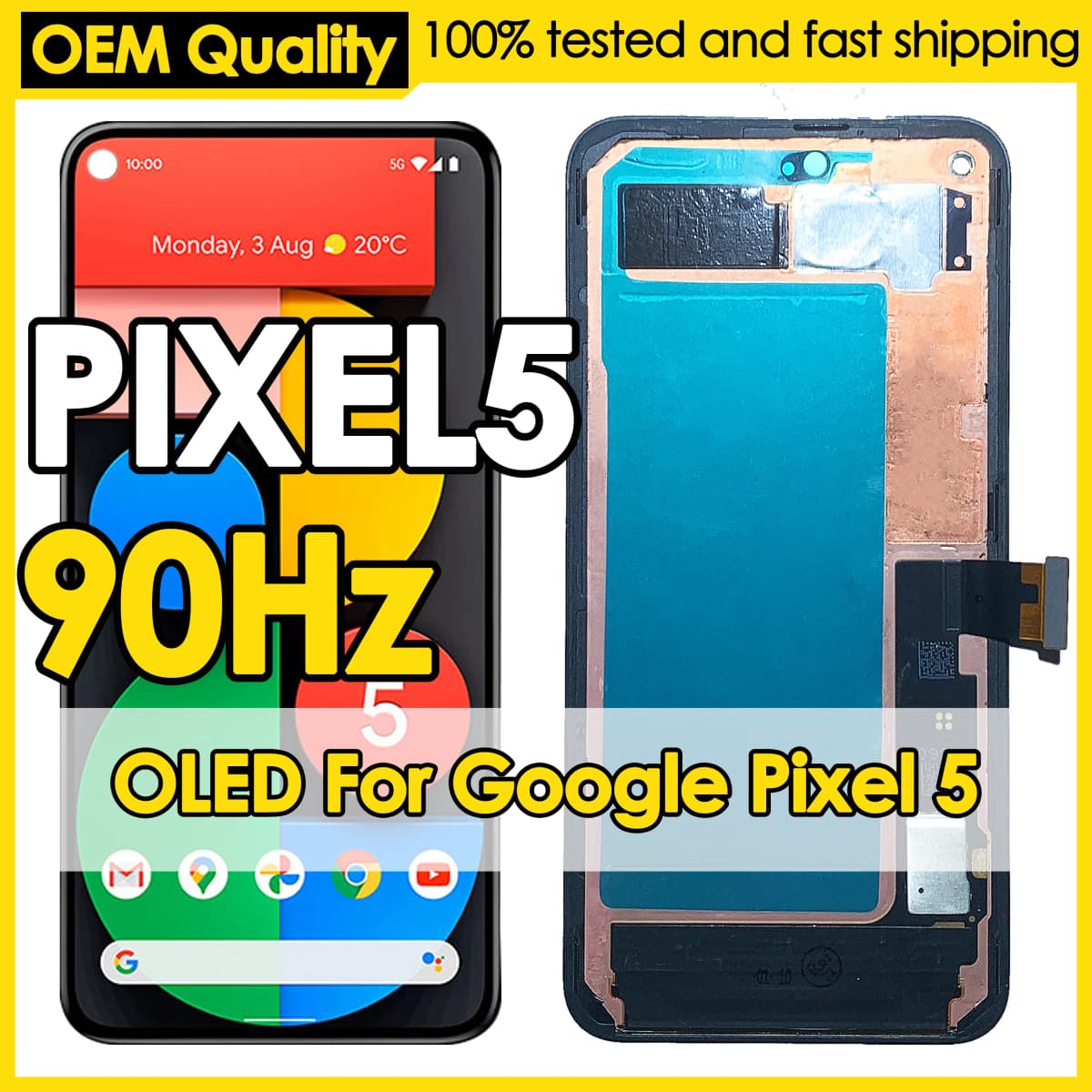 OEM 90Hz HDR10+ OLED For Google Pixel 5 Screen Replacement LCD Phone Mobile Display Touch Digitizer Assembly Repair Wholesale