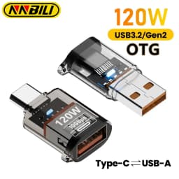 NNBILI 120W USB3.2 Gen2 OTG Adapter Female to USB-C Male Fast Charge Data Sync for IPhone16 15 Pro Max Samsung iPad Laptop PC