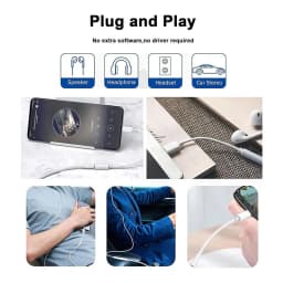 USB C to Audio Adapter,ype C to 3.5mm Female Headphone Jack Hi-Res DAC Cable, Digital Audio Adaptor Dongle Earphone Cable Conver