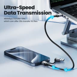 Toocki PD 60W 2 IN 1 USB Type C Cable Fast Charging Data Cord For iPhone 15 16 ProMax Xiaomi Samsung S22 Huawei Charge Data Wire