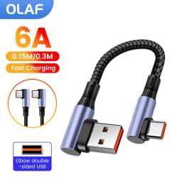 15cm 30cm 90° Short USB Type C Cable 6A USB C To USB C Cable For iPhone 15 16 Sumsung Huawei Power Bank Fast Charging Data cable