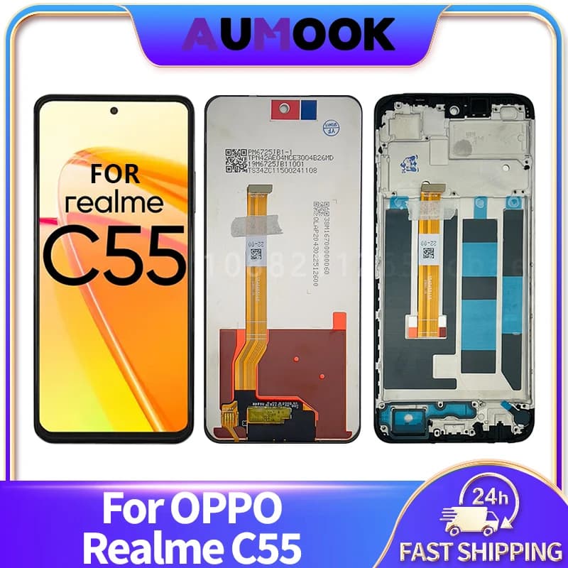 6.72" IPS LCD For OPPO Realme C55 RMX3710 LCD Display Touch Screen Digitizer Assembly With Frame LCD Screen Replacement Parts