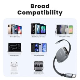 Toocki 3PCS 100W USB C Cable Fast Charge Retractable Type C Cable For iPhone 17 16 15 Pro Max Samsung Xiaomi Huawei Macbook iPad