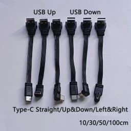 1PC USB A to Type-C Fast Charging Data Cable Straight/Up/Down/Left/Right Angled Flat Silicone Soft Wire 10-100cm