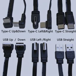 1PC USB A to Type-C Fast Charging Data Cable Straight/Up/Down/Left/Right Angled Flat Silicone Soft Wire 10-100cm