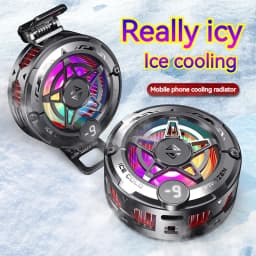 2IN1 Universal Portable Magnetic Clip Semiconductor Phone Cooler Digital Display RGB Light Cooling Fan for Iphone Samsung Xiaomi
