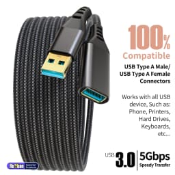 USB 3.0 Extension Cable Male-to-Female Data Transfer Cable for Fast Charging And Sync Compatible with USB Keyboard Mouse HDD