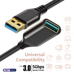USB 3.0 Extension Cable Male-to-Female Data Transfer Cable for Fast Charging And Sync Compatible with USB Keyboard Mouse HDD