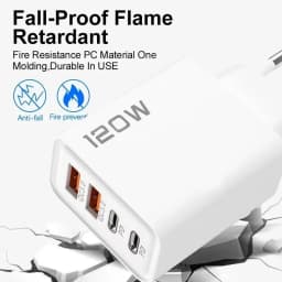 4 Port 120W USB C Fast Charger Station PD QC3.0 Wall Adapter Data Cable For iPhone Samsung Xiaomi Huawei EU US UK Plug Travel