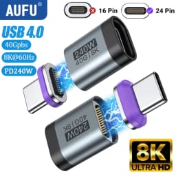 AUFU 240W Magnetic USB C Adapter Fast Charging Type C to USB C USB4 Connector 40Gbps 8K60Hz for Thunderbolt 4 3 iPhone16 Macbook