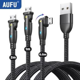 AUFU 3A Micro USB Cable Fast Charging for Samsung Xiaomi Huawei Realme OPPO Android Mobile Phone USB Data Wire Cord 0.5/1/2/3M