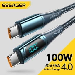 Essager USB Type C To USB C Cable 100W/5A PD Fast Charging Charger Wire Cord For Macbook Xiaomi Samsung Type-C USBC Cable  2M