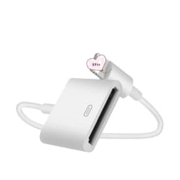 New Docking 30pin Female to 8pin Data Charge Cable Dock 30P Black & White 18cm