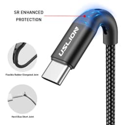 USLION Type C USB Cable For Samsung S21 S20 Xiaomi POCO Mobile Phone Type-C Fast Charging Wire Cord Micro USB Charger Cables 3m