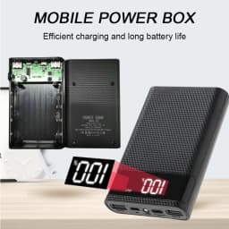 4x18650 DIY Power Bank Box 15000mAh Super Fast Charging Box with Digtal Display for for Samsung for iPhone