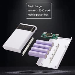4x18650 DIY Power Bank Box 15000mAh Super Fast Charging Box with Digtal Display for for Samsung for iPhone