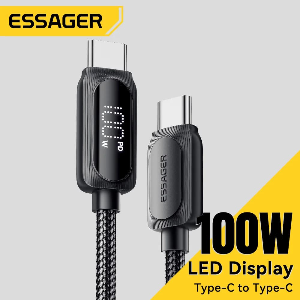 Essager USB C To Type C Cable 100W 5A PD Fast Charging Wire Cord For Iphone 15 Macbook Huawei OPPO Type-C Digital Display Cable