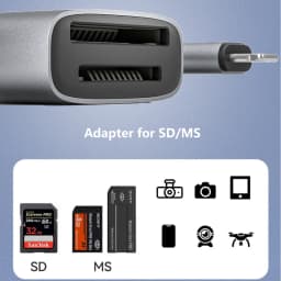 USB C Memory Stick Pro Duo Adapter for iPhone MS/SD Card Reader for Lightning Type-c Device SD Card Adapter Supports SD/SDHC/MS