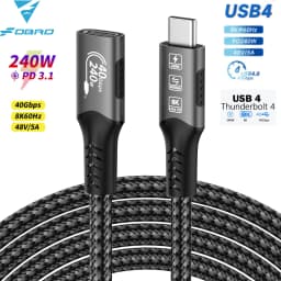 8K USB C 4 Extension Cable Fast Charging Cable Extender Male to Female Type C UHD Video 40Gbps 240W PD3.1 with Thunderbolt 4/3