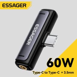 Essager 2 in1 OTG Adapter USB Type-C to USB C/3.5mm Earphone Adapter Headphone Audio Aux Converter 60W Fast Charge For iPhone 17