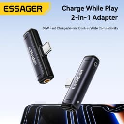 Essager 2 in1 OTG Adapter USB Type-C to USB C/3.5mm Earphone Adapter Headphone Audio Aux Converter 60W Fast Charge For iPhone 17