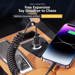 Spring Wire Elasticity USB A Charge Cable For Apple iPhone 27W Data Line 14 13 12 Pro XS Max Plus Fast Charging Phone Accessory
