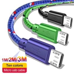 2.4A Micro USB Fast Charger Cable Nylon Braided Data Sync Cord 0.5M 1M 2M 3M Lengths for Samsung Huawei Xiaomi